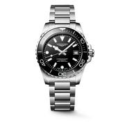 Longines Hydroconquest 39mm L3.779.4.56.6 - bracciale e cassa acciaio - quadrante nero laccato lucido con datario - ghiera nera
